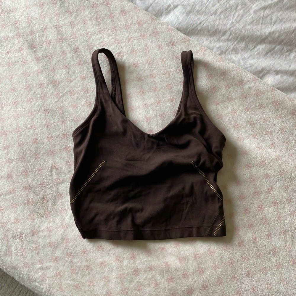 Brown Lululemon Align Top with gold detail